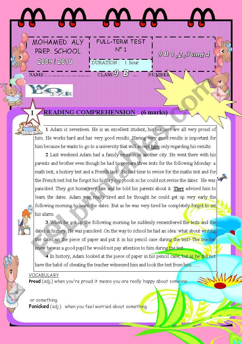 FULL TERM TEST N 1 FOR 9TH BASIC EDUCATION