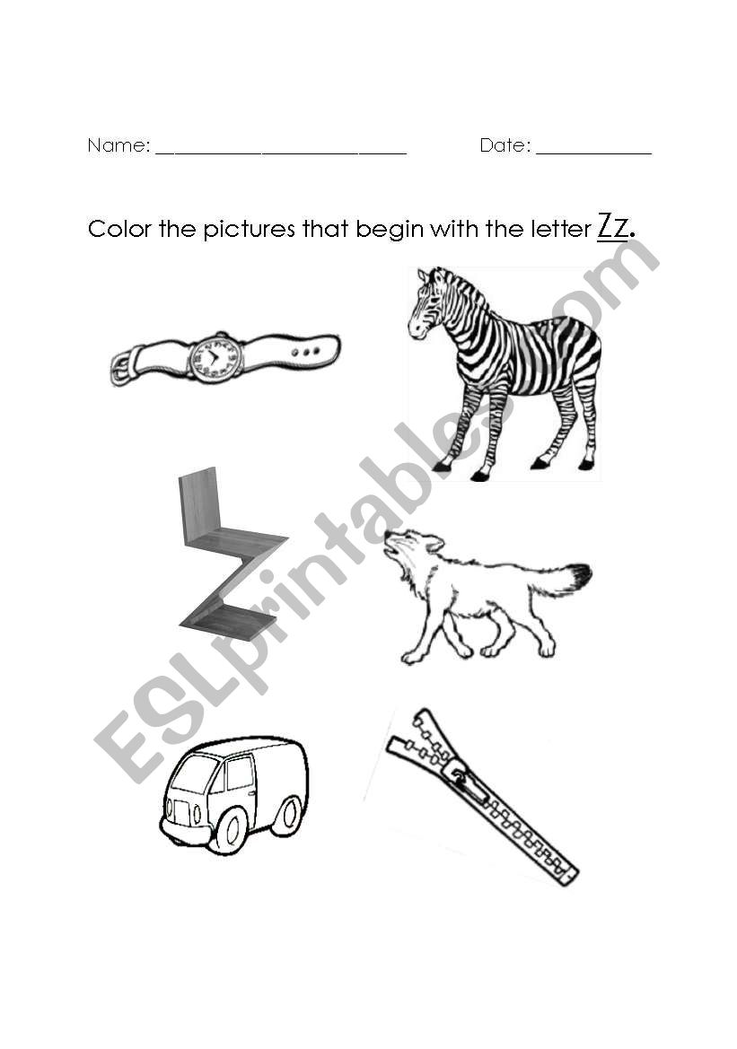 letter Z worksheet