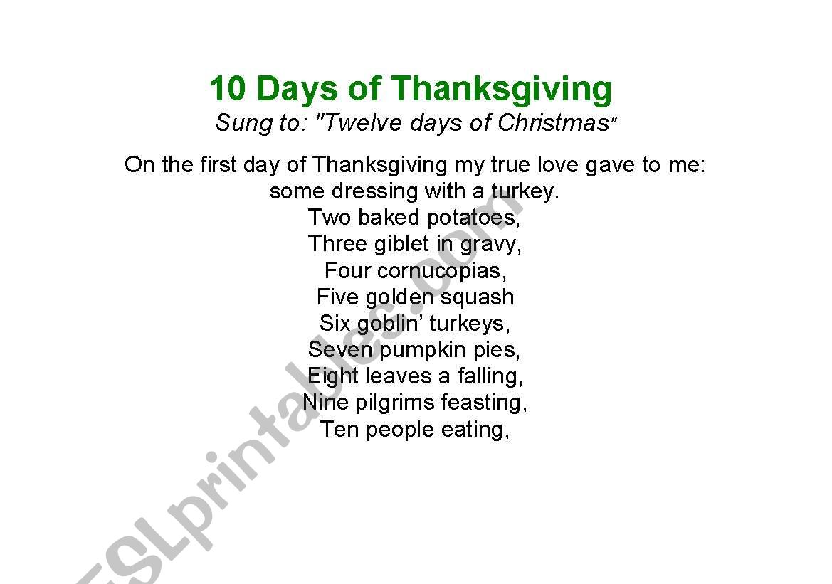 Thanksgiving:  Ten Days of Thanksgiving (page 1 of 2)