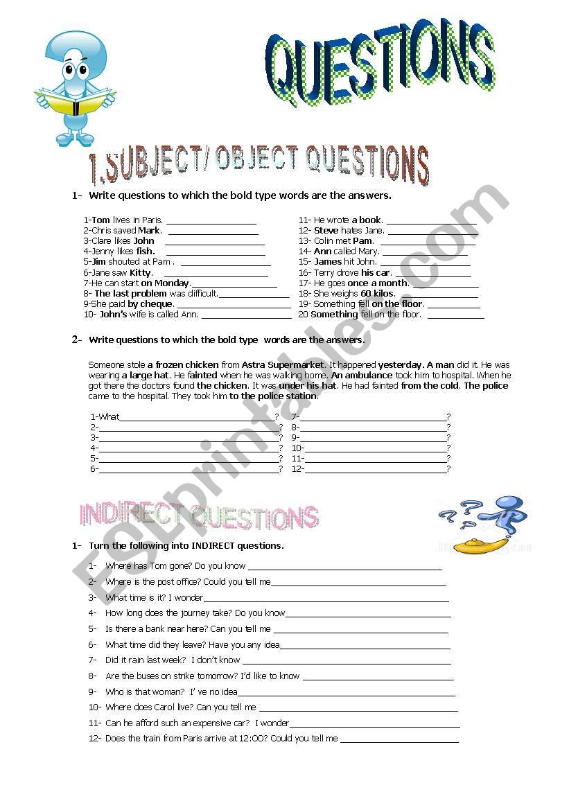 QUESTIONS  worksheet