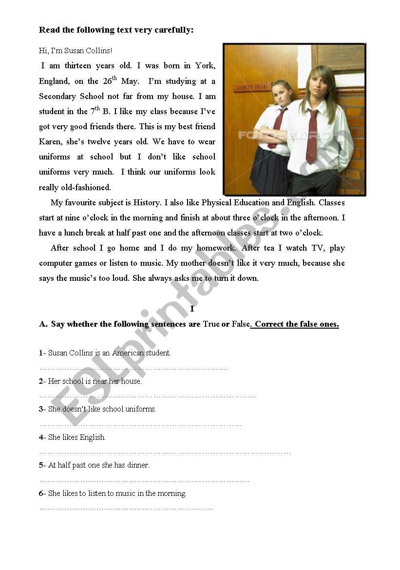 Comprehension Exercise worksheet