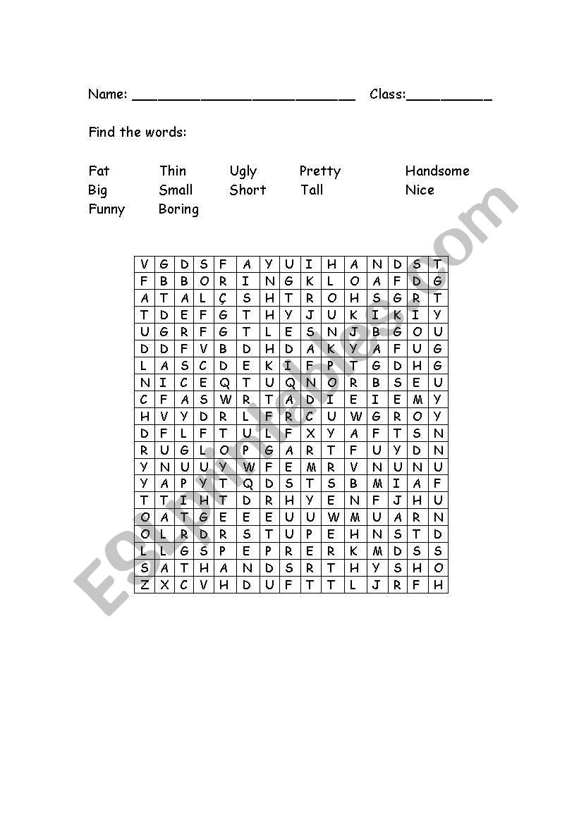 Adjectives worksheet