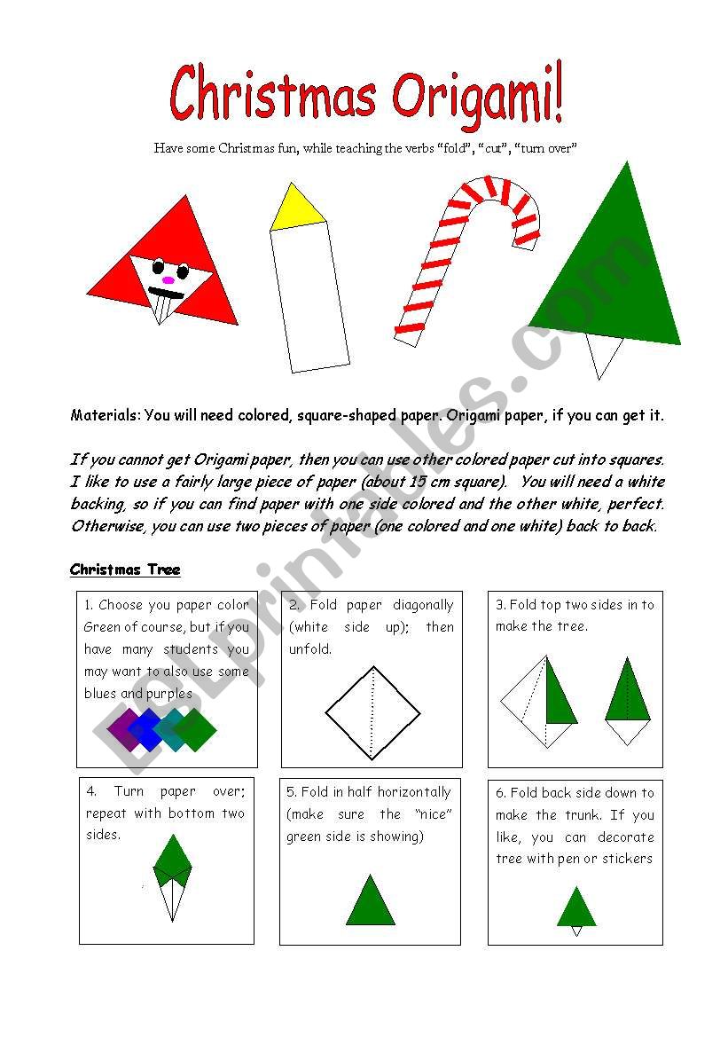 Christmas Origami worksheet