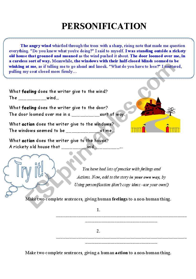 Personification worksheet