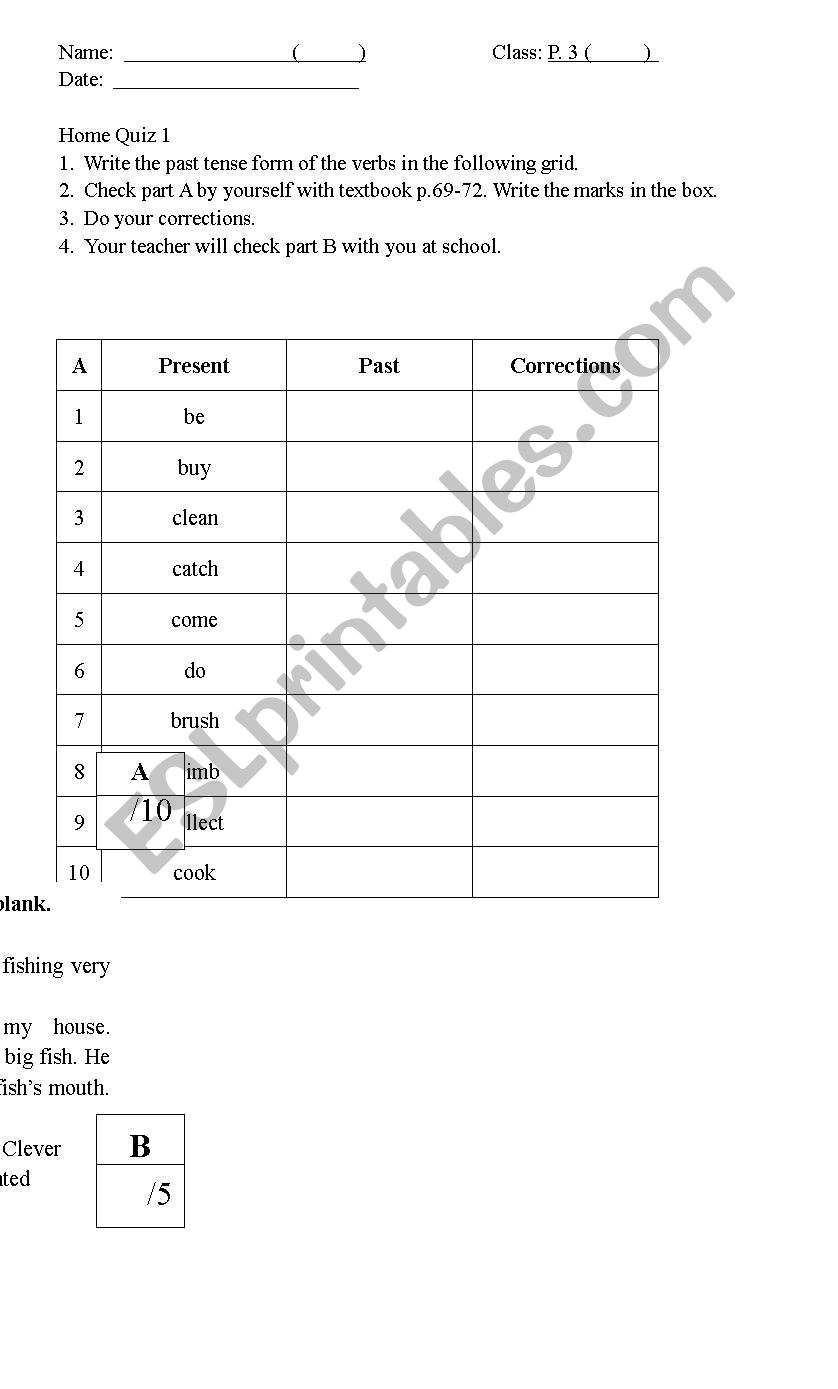 past tense worksheet