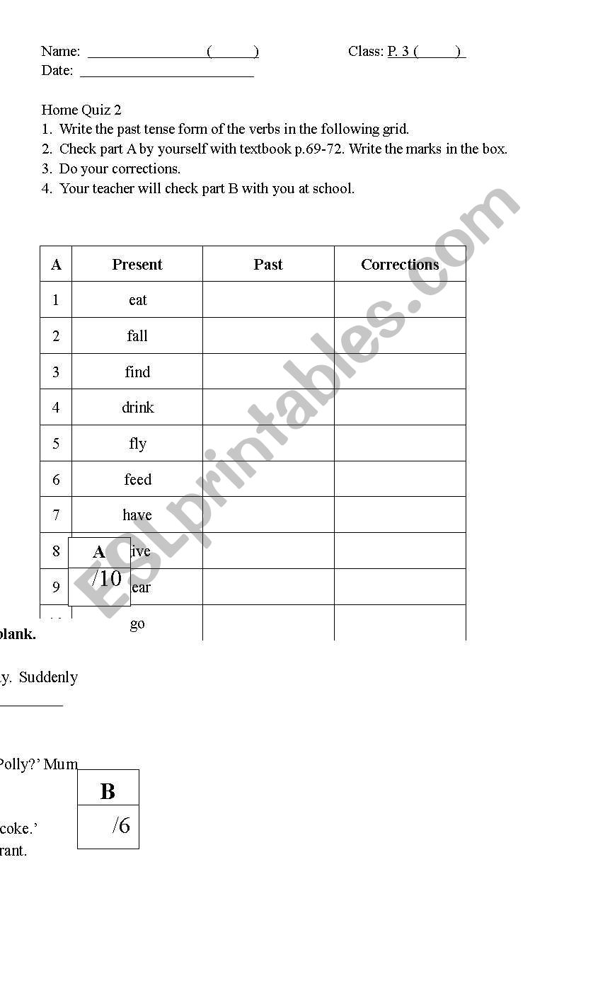 past tense worksheet