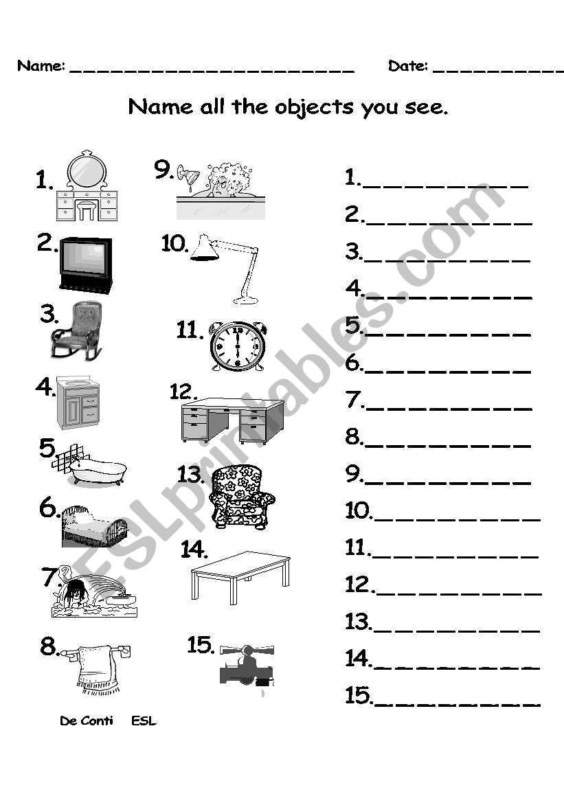 Name the Furniture and Appliances