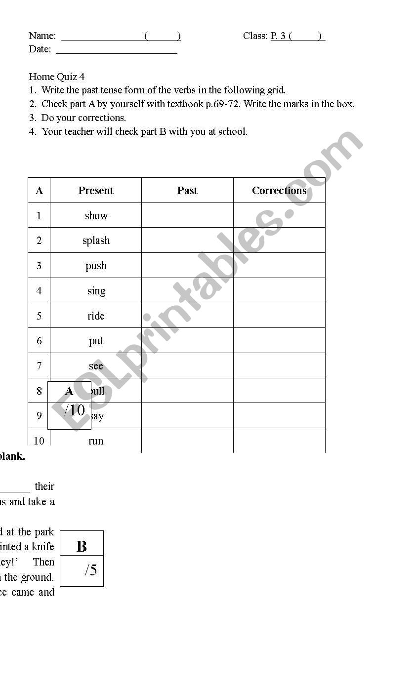 past tense worksheet