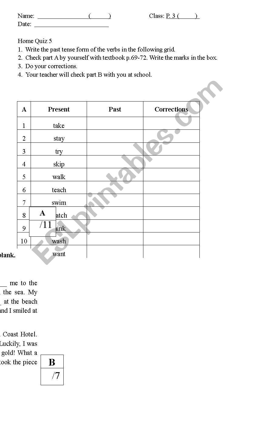 past tense worksheet