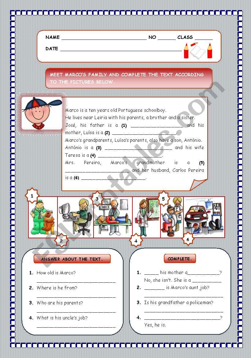 WHAT IS THEIR JOB? worksheet