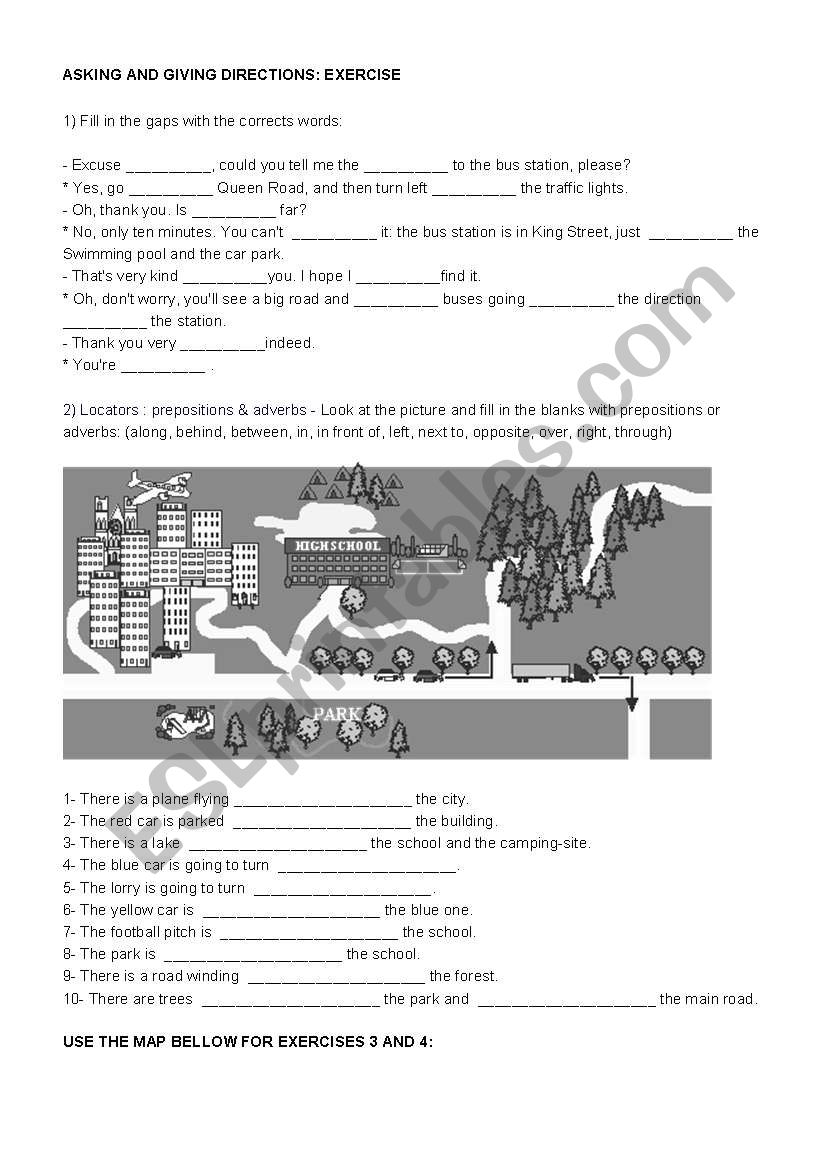 Ask and giving directions worksheet