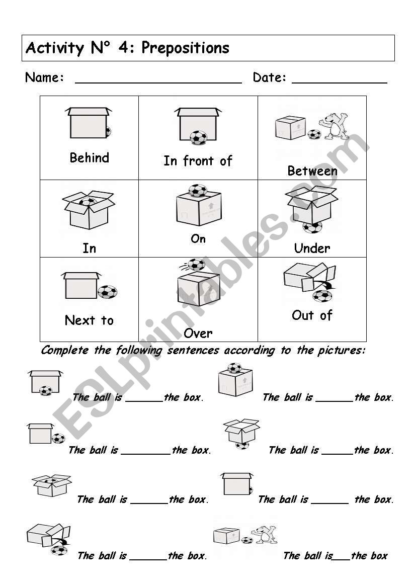 Prepositions worksheet