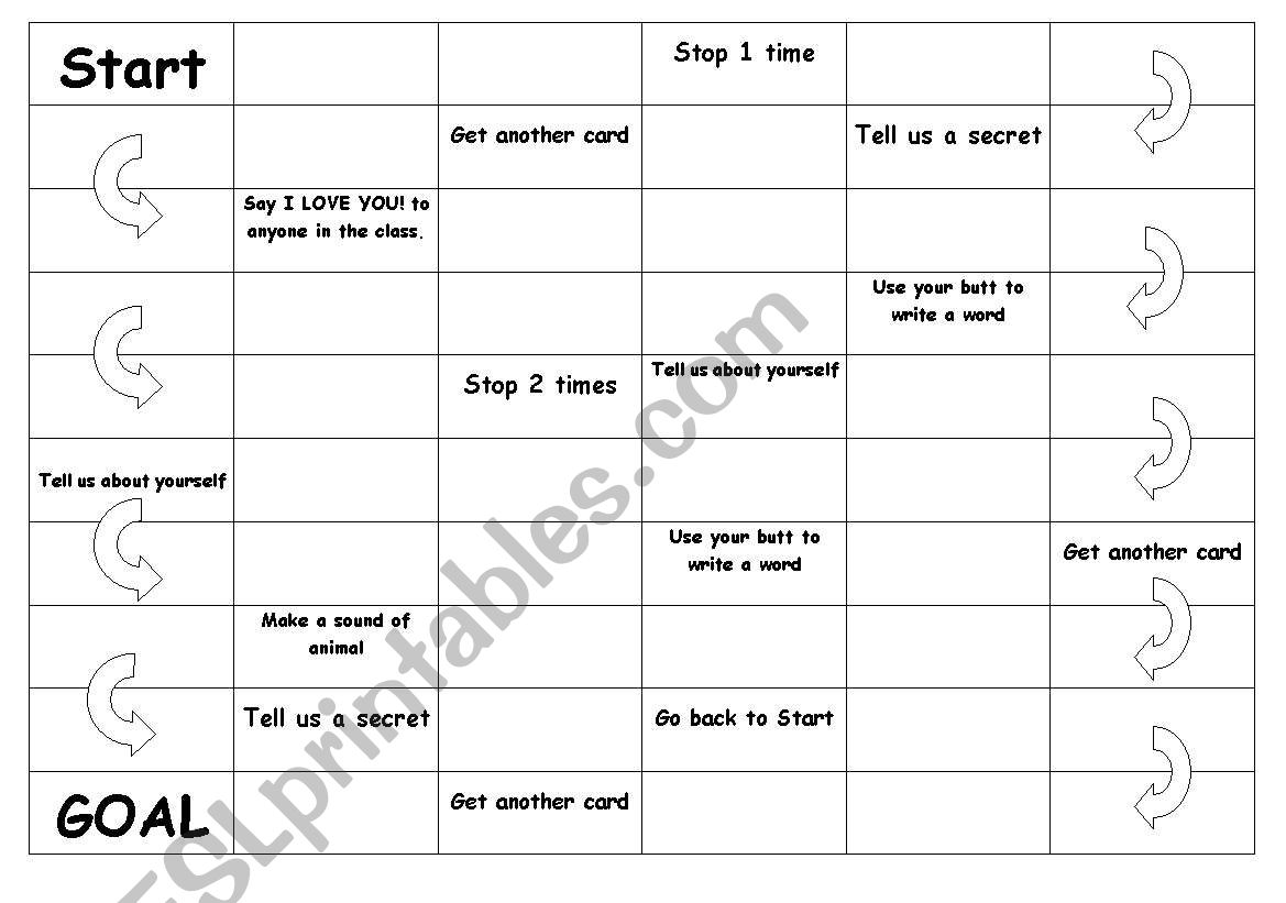 board game  worksheet