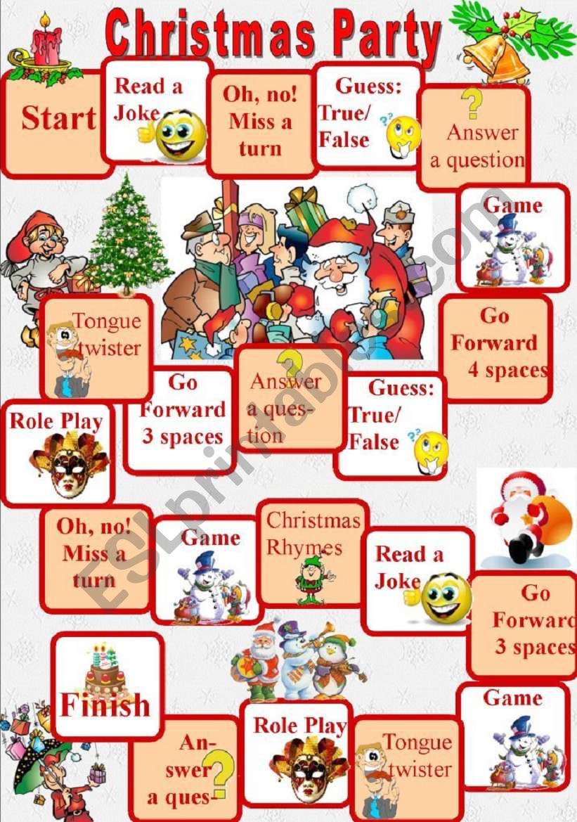 Christmas Party board game worksheet