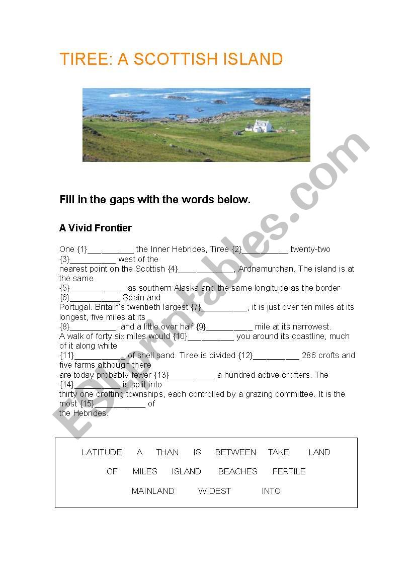 Tiree: A Scottish Island worksheet