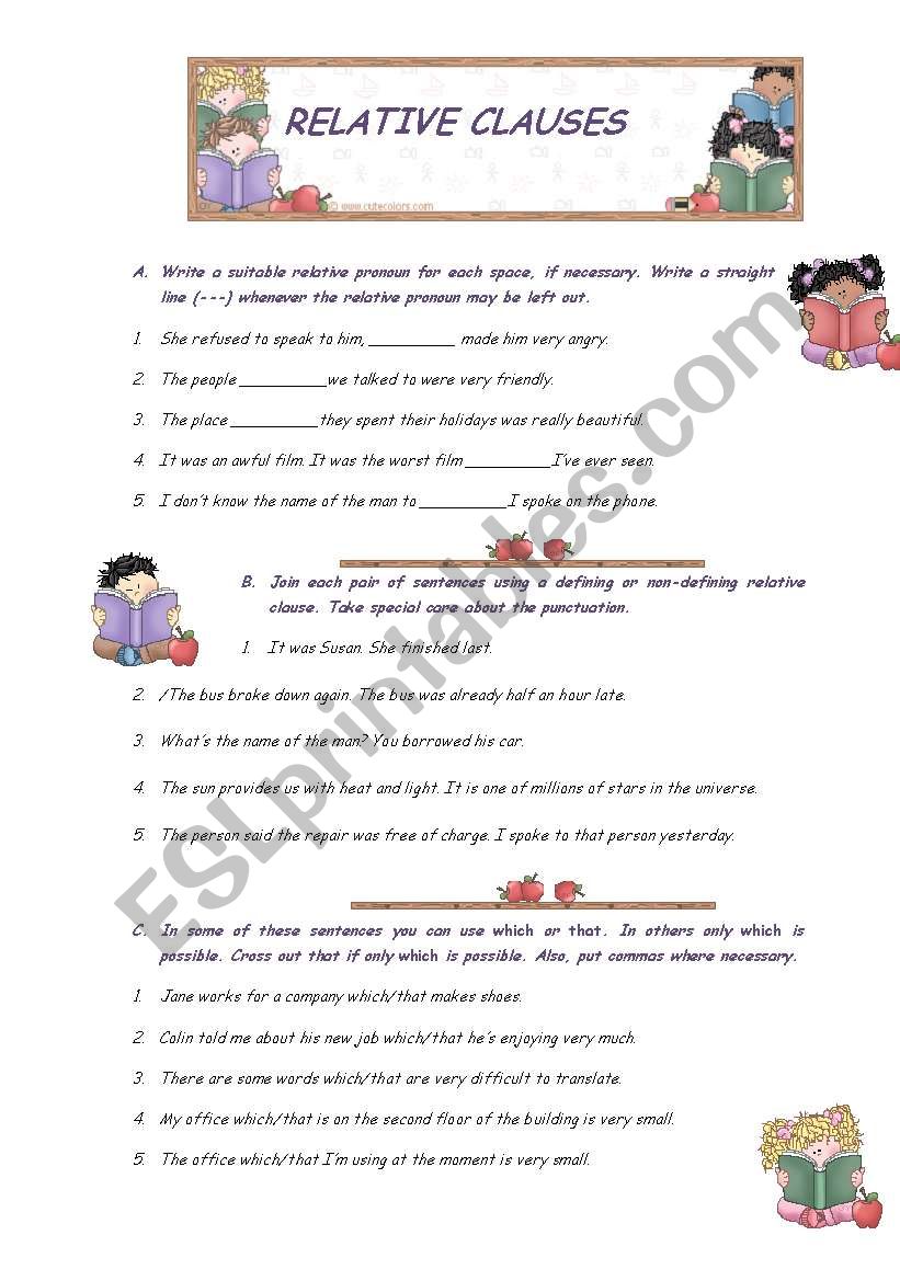 Relative Clauses  worksheet