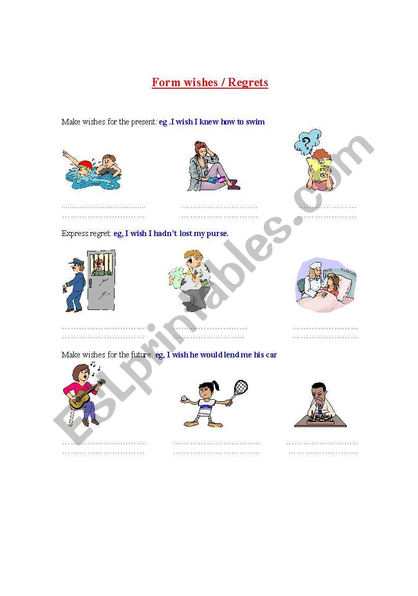forming wishes /regret worksheet