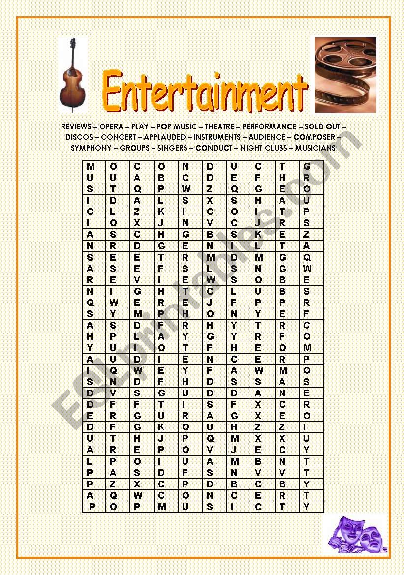 Word Search - Entertainment worksheet
