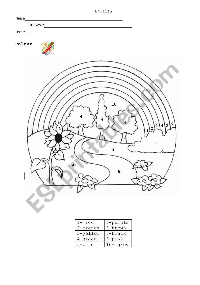 The rainbow worksheet