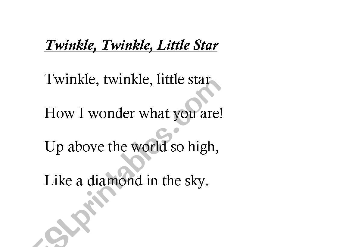 Twinkle, Twinkle worksheet