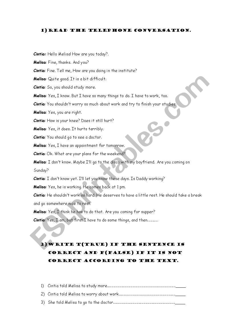 Should/Shouldn´t worksheet