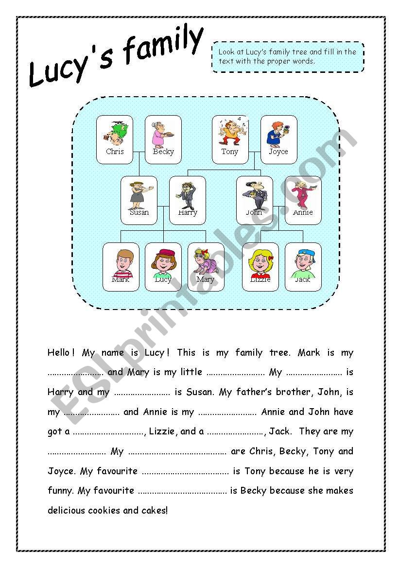 Lucys family worksheet