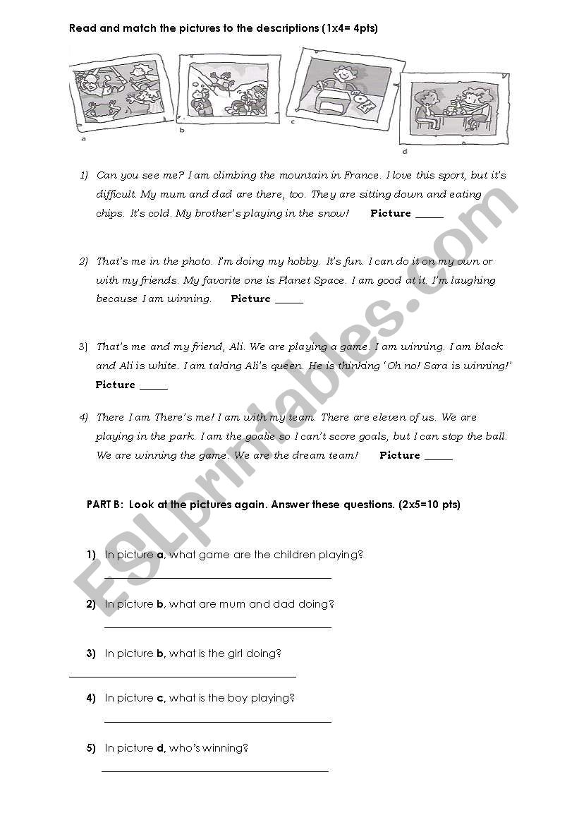 reading activity worksheet