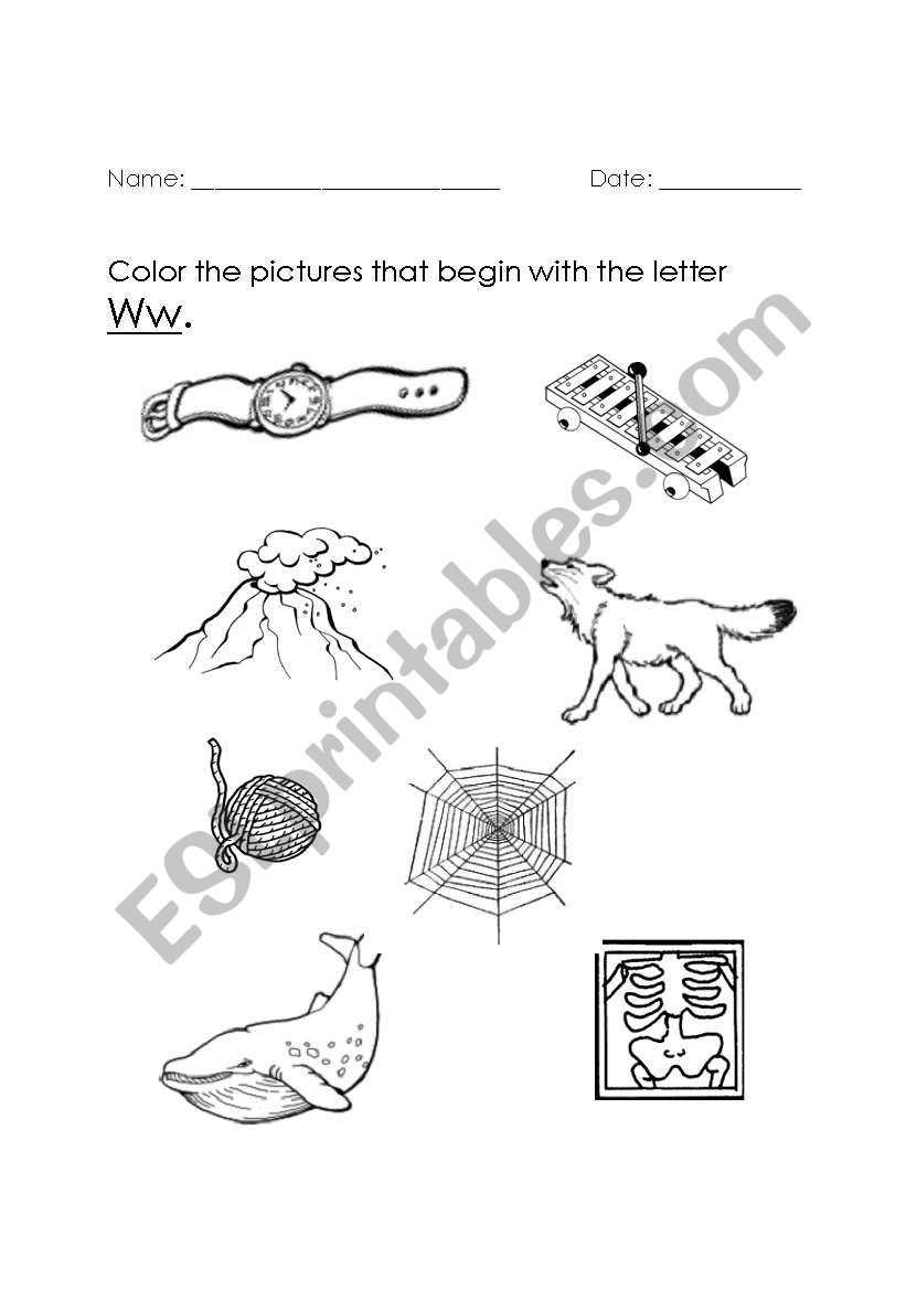 letter w worksheet