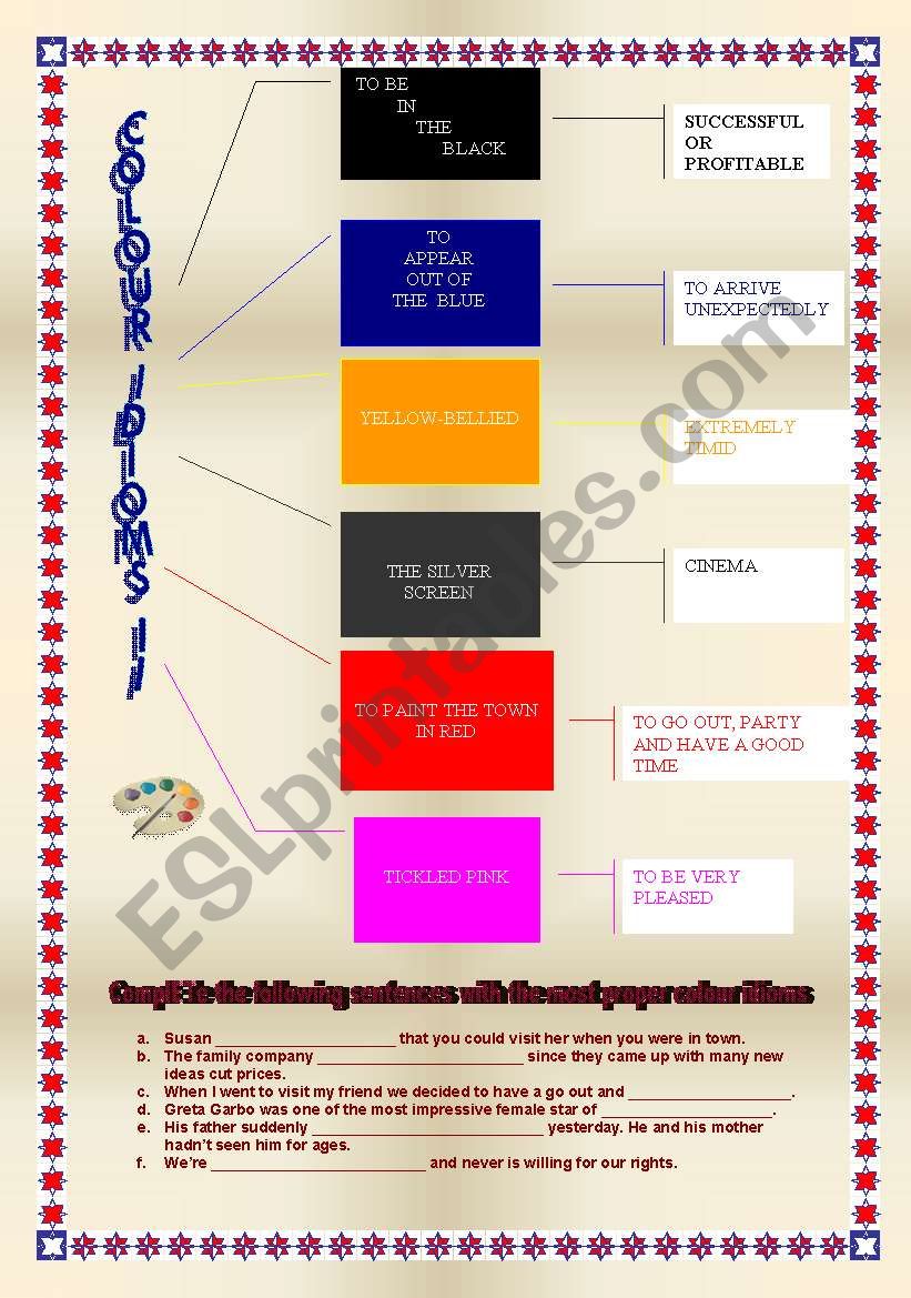 COLOUR IDIOMS II. worksheet