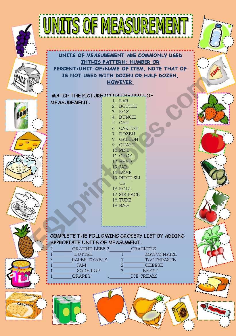 UNITS OF MEASUREMENT worksheet