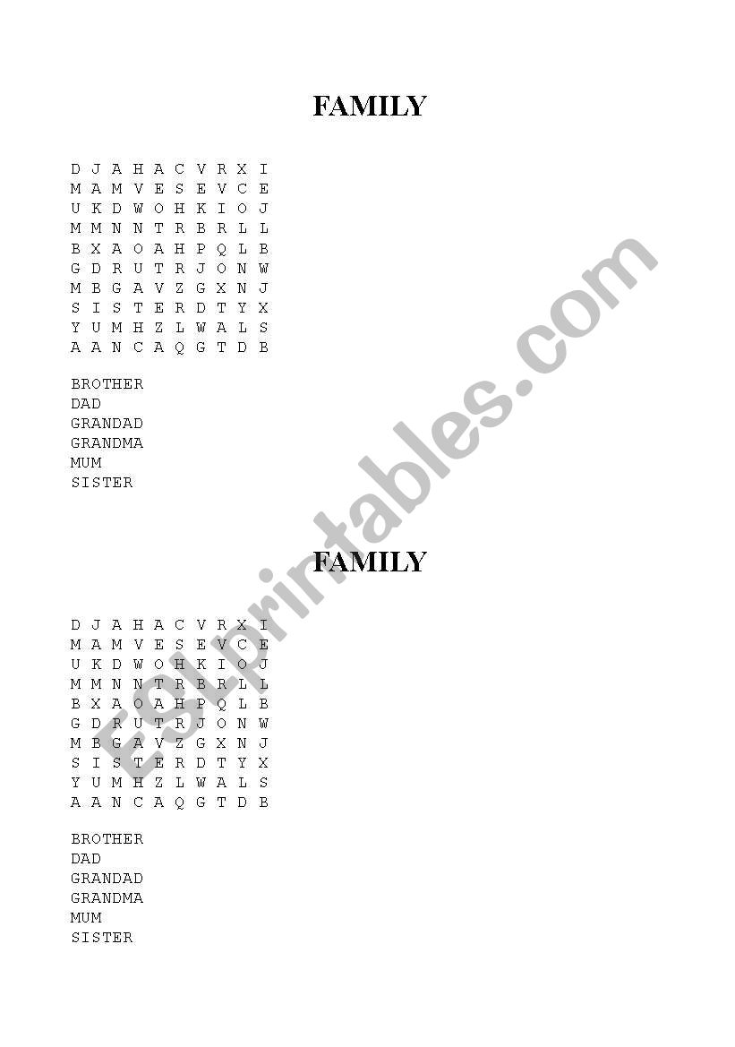 Family worksheet