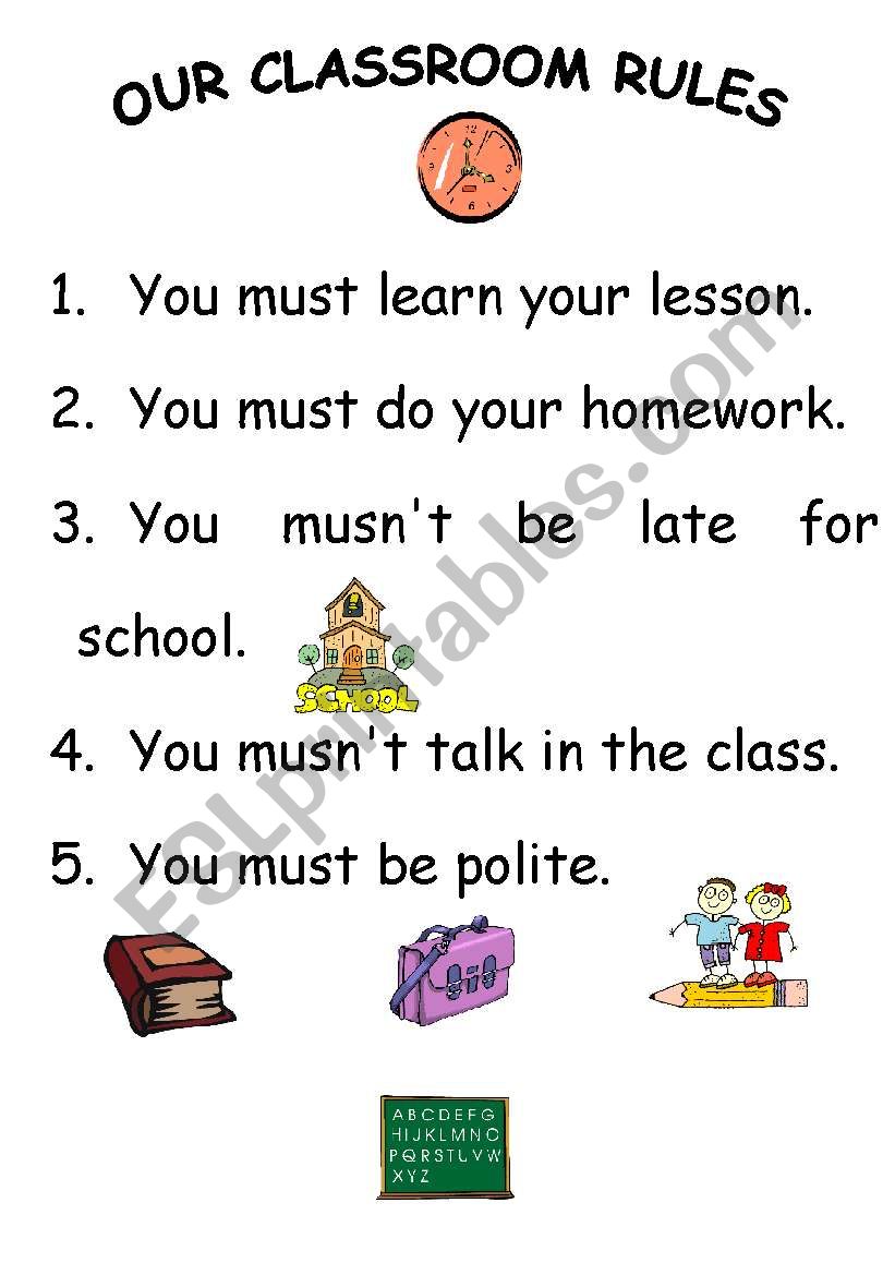 OUR CLASSROOM RULES worksheet