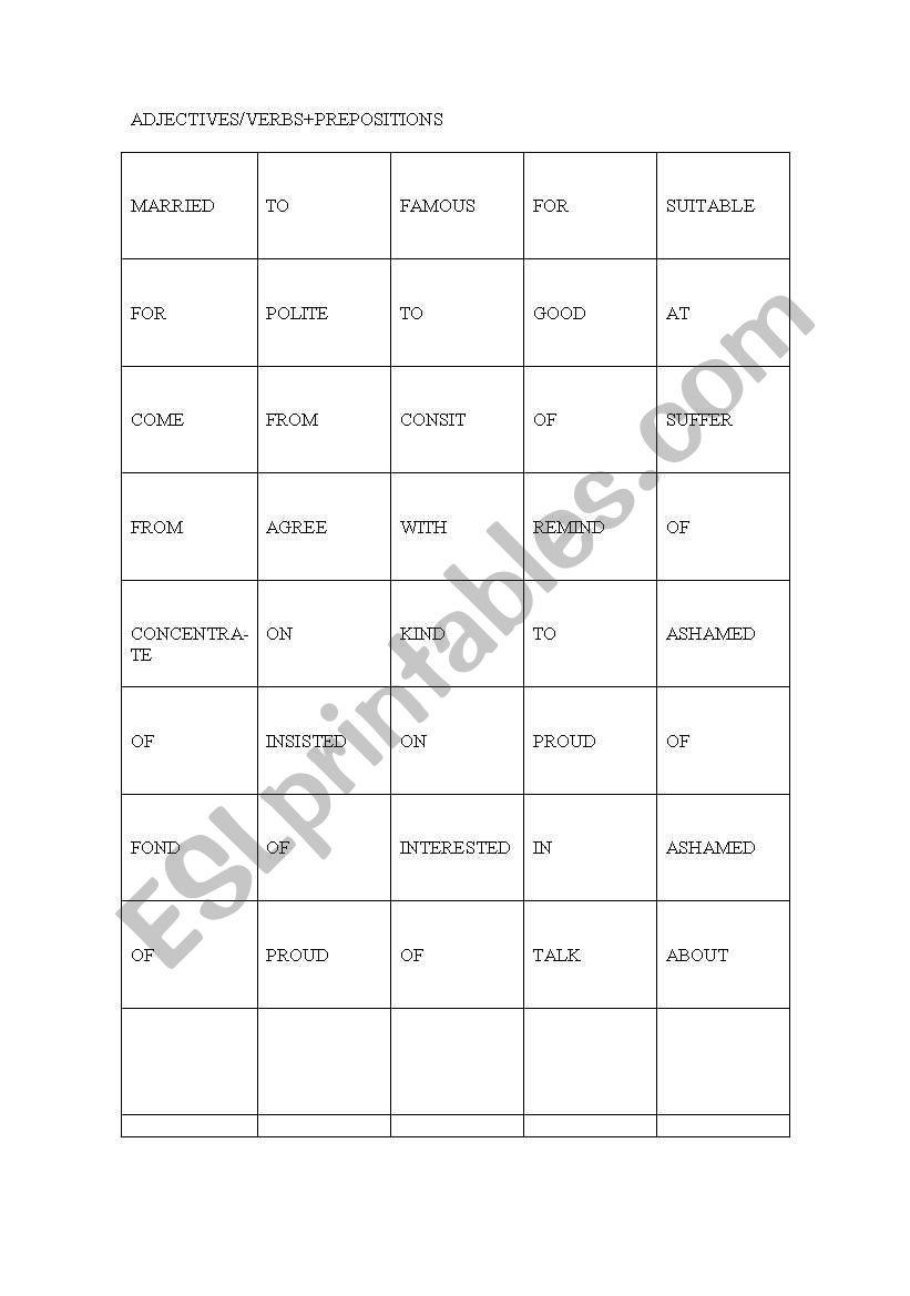 adjectives/verbs with preposition