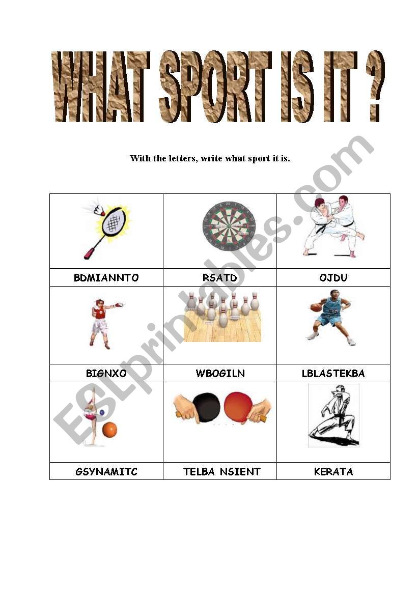 What sport is it ? worksheet