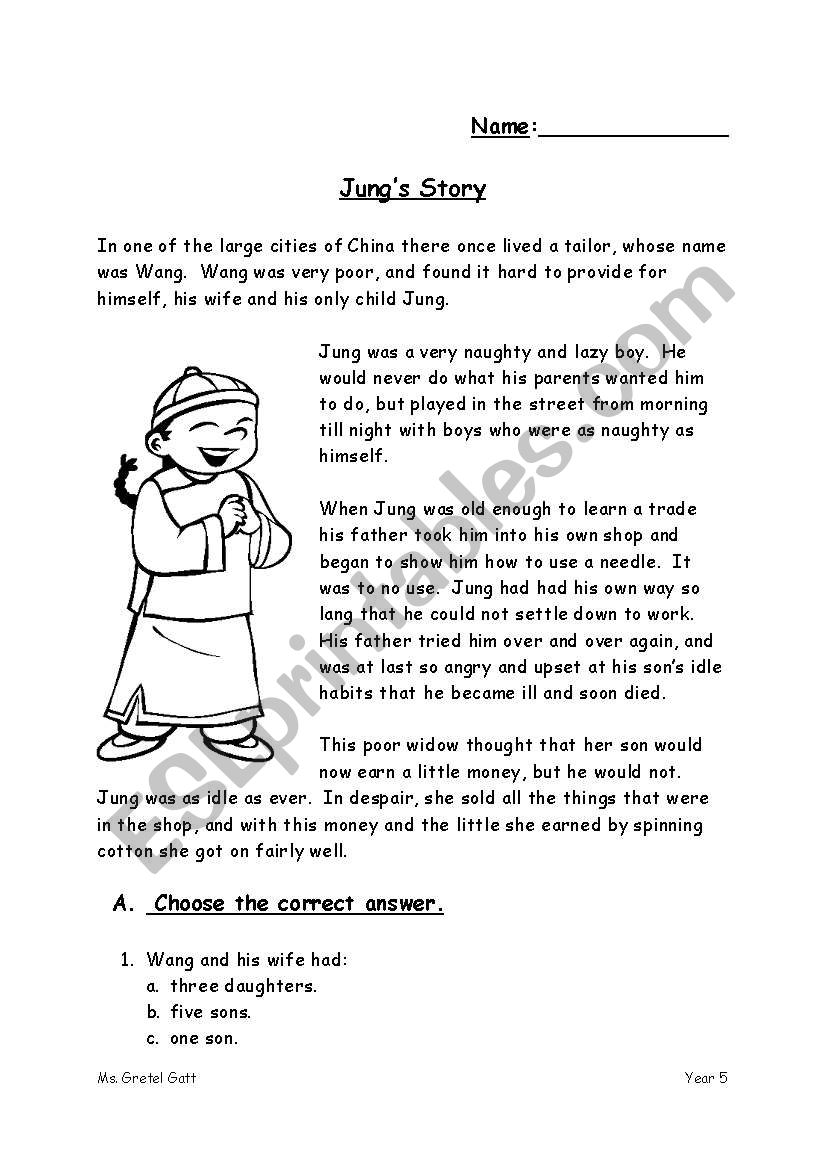 Jungs story worksheet