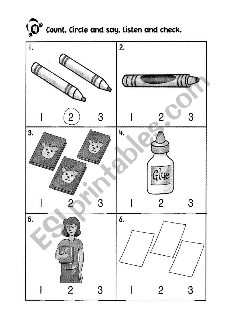 Numbers 1 to 3 worksheet