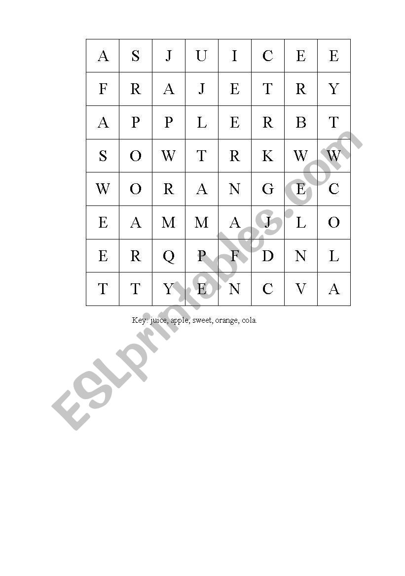 food worksheet