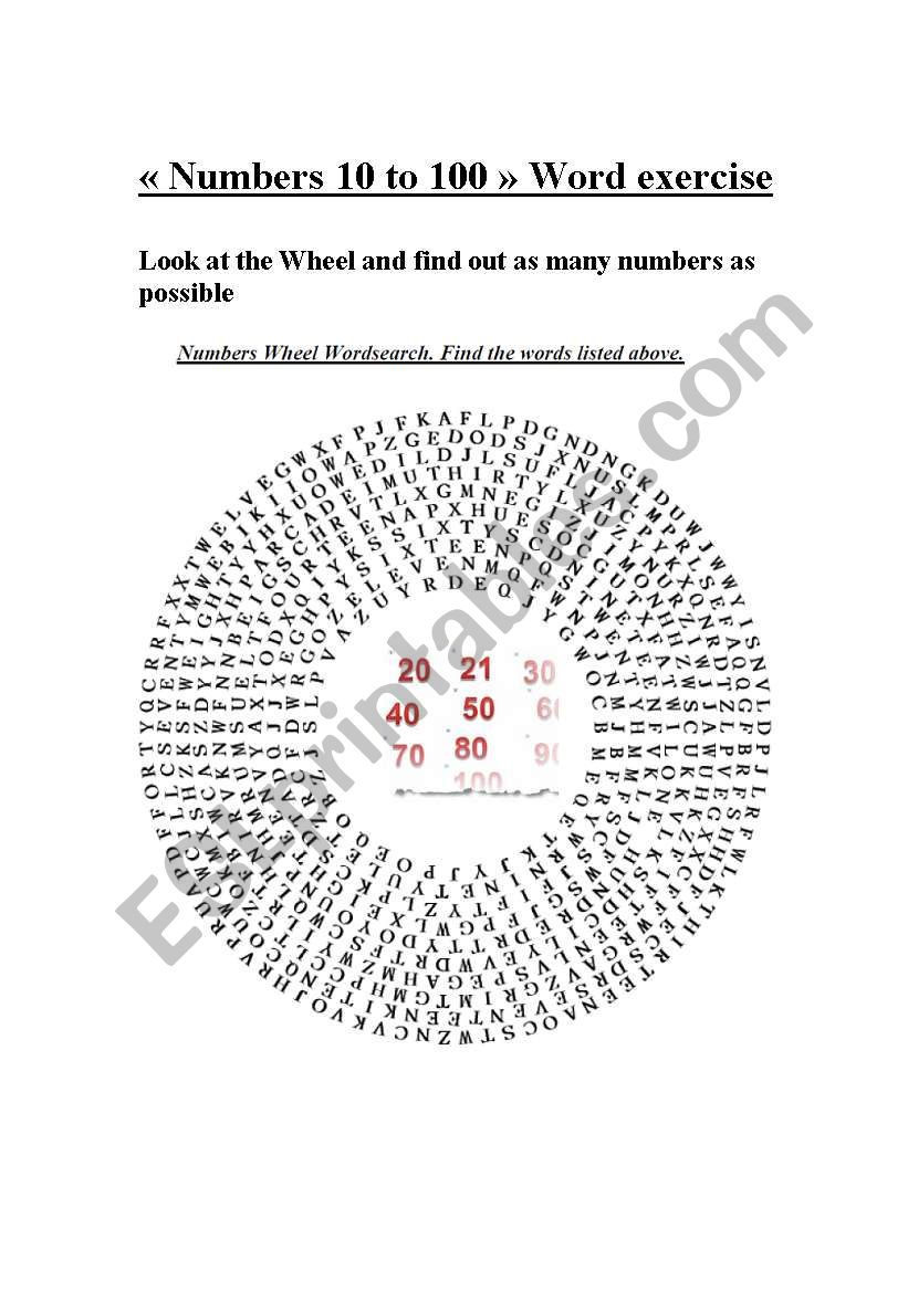 numbers worksheet