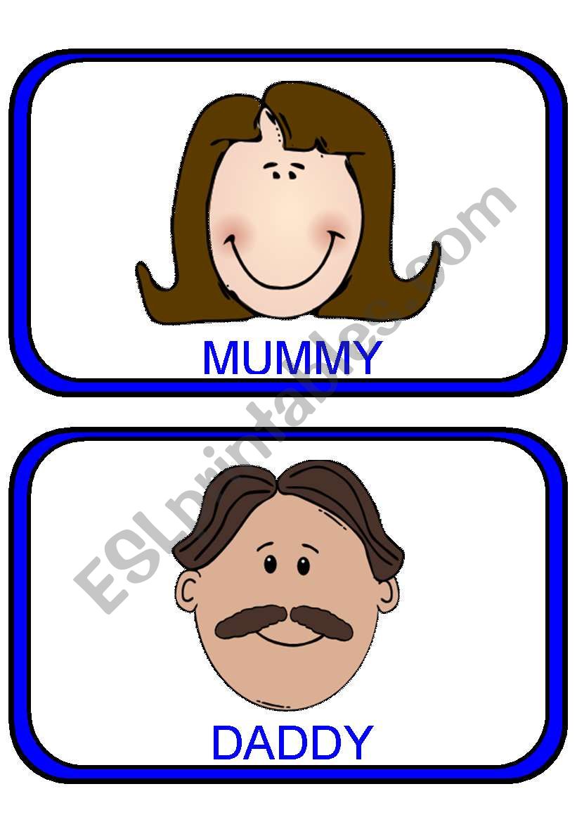 FAMILY flashcards with faces worksheet