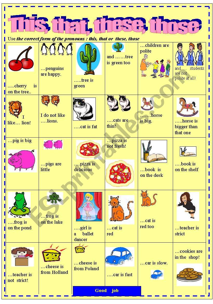 Demonstrative pronouns worksheet