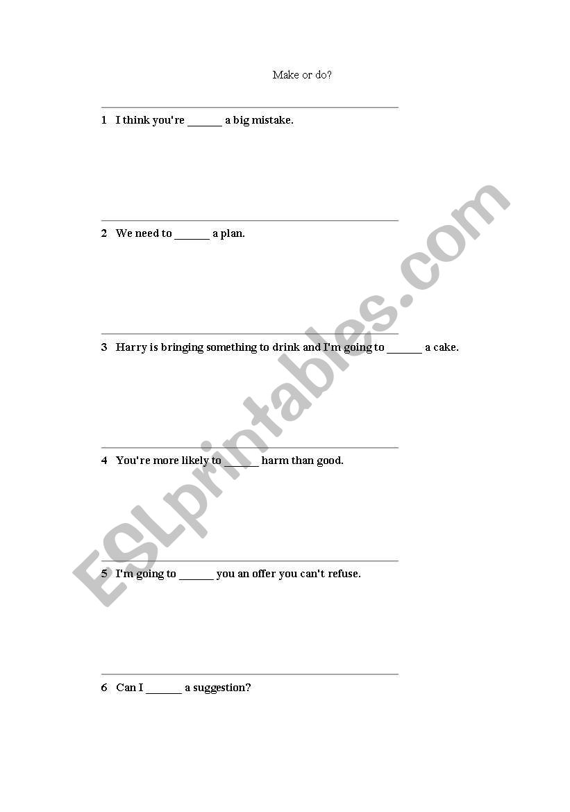  Make or Do? worksheet