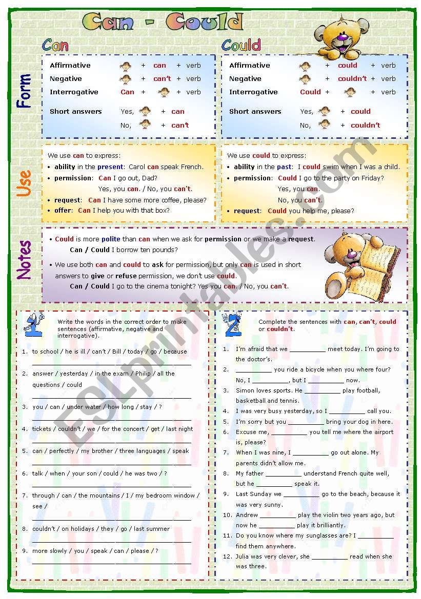Can - Could (1) worksheet
