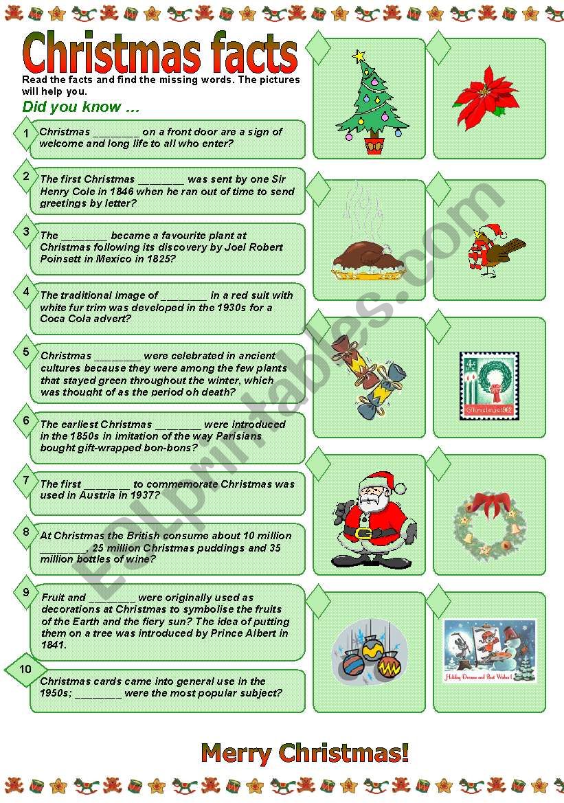 Christmas Facts ESL Worksheet By Tecus