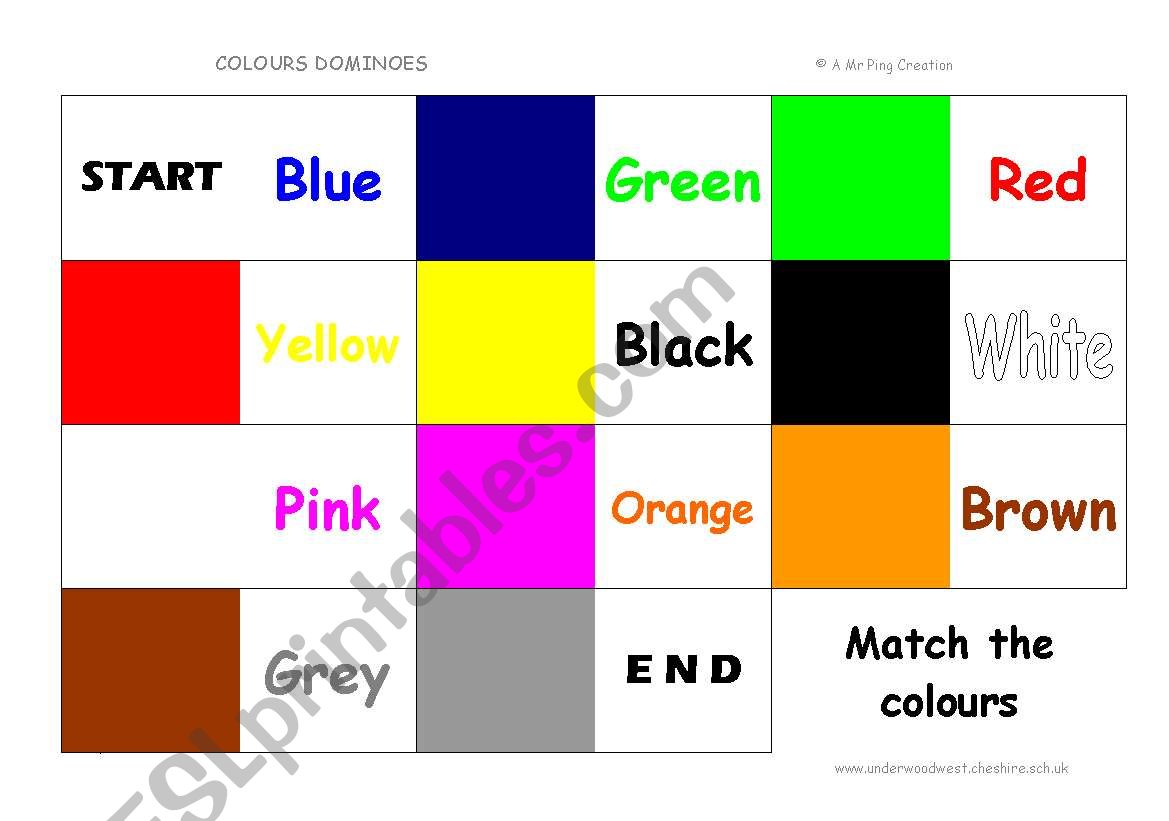 Colours Dominoes Game worksheet