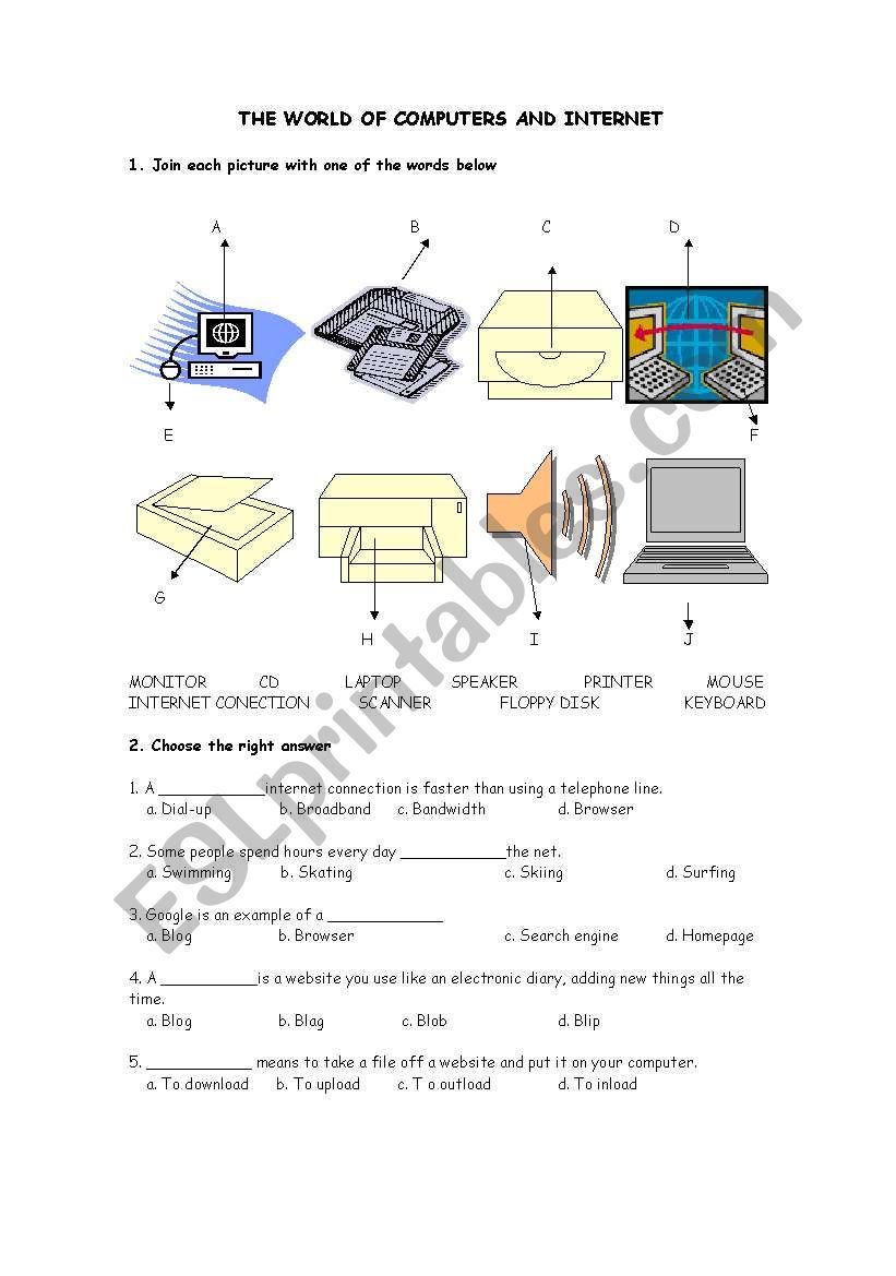 computers worksheet