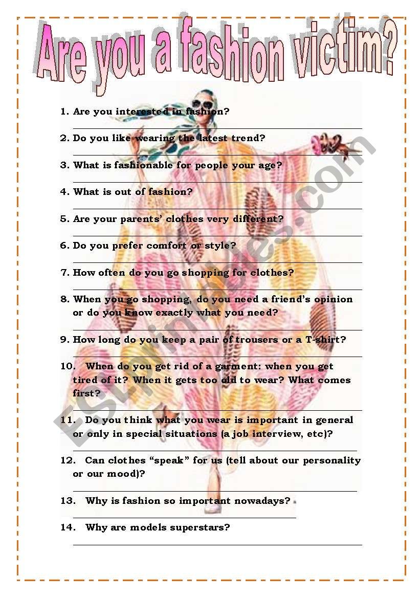 Are you a fashion victim? worksheet