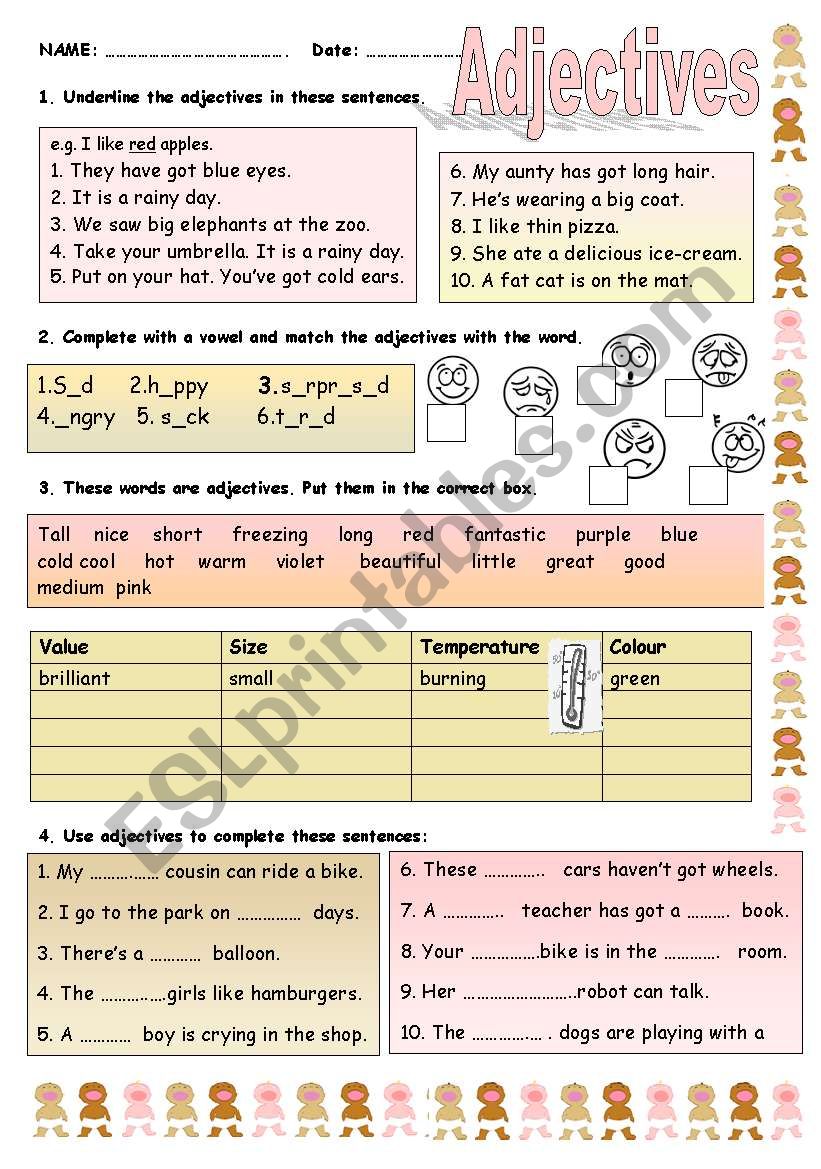 ADJECTIVES worksheet