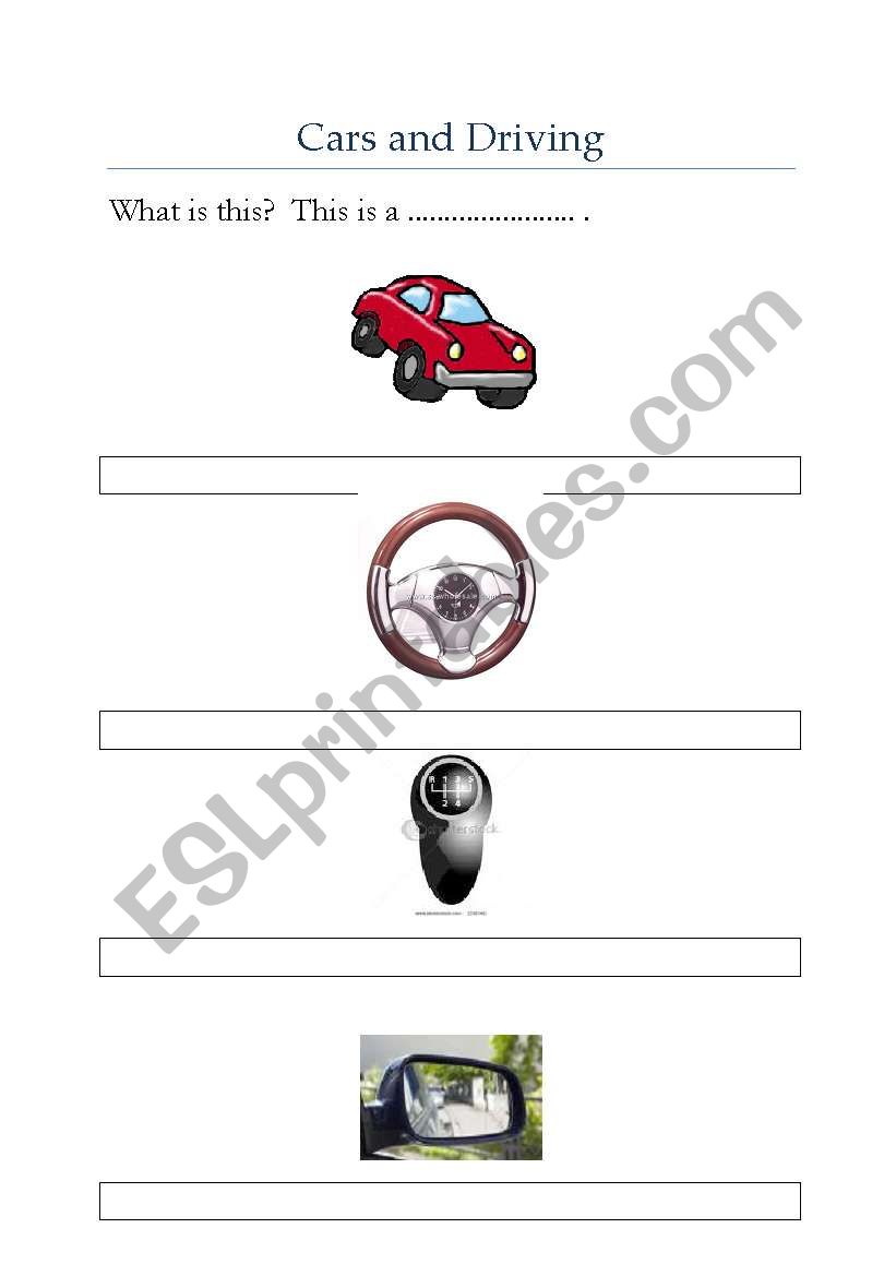 Cars and Driving worksheet