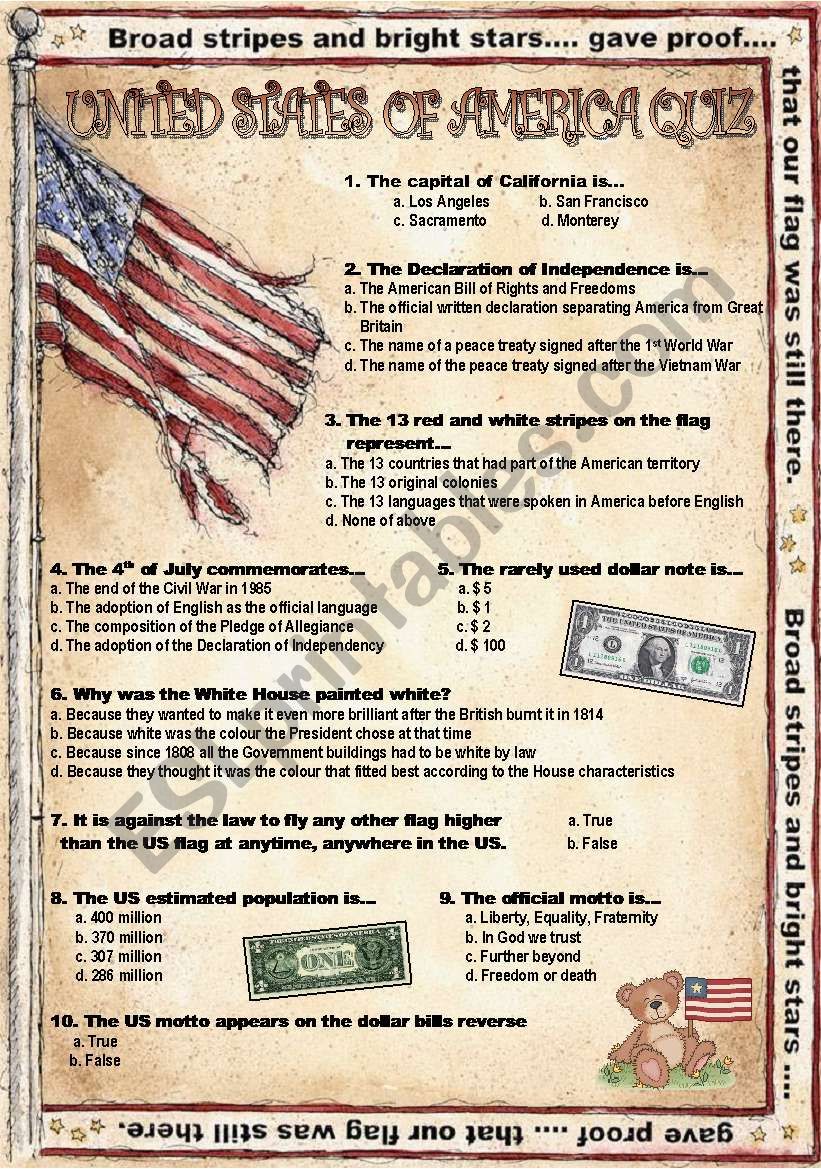 USA-Quiz worksheet