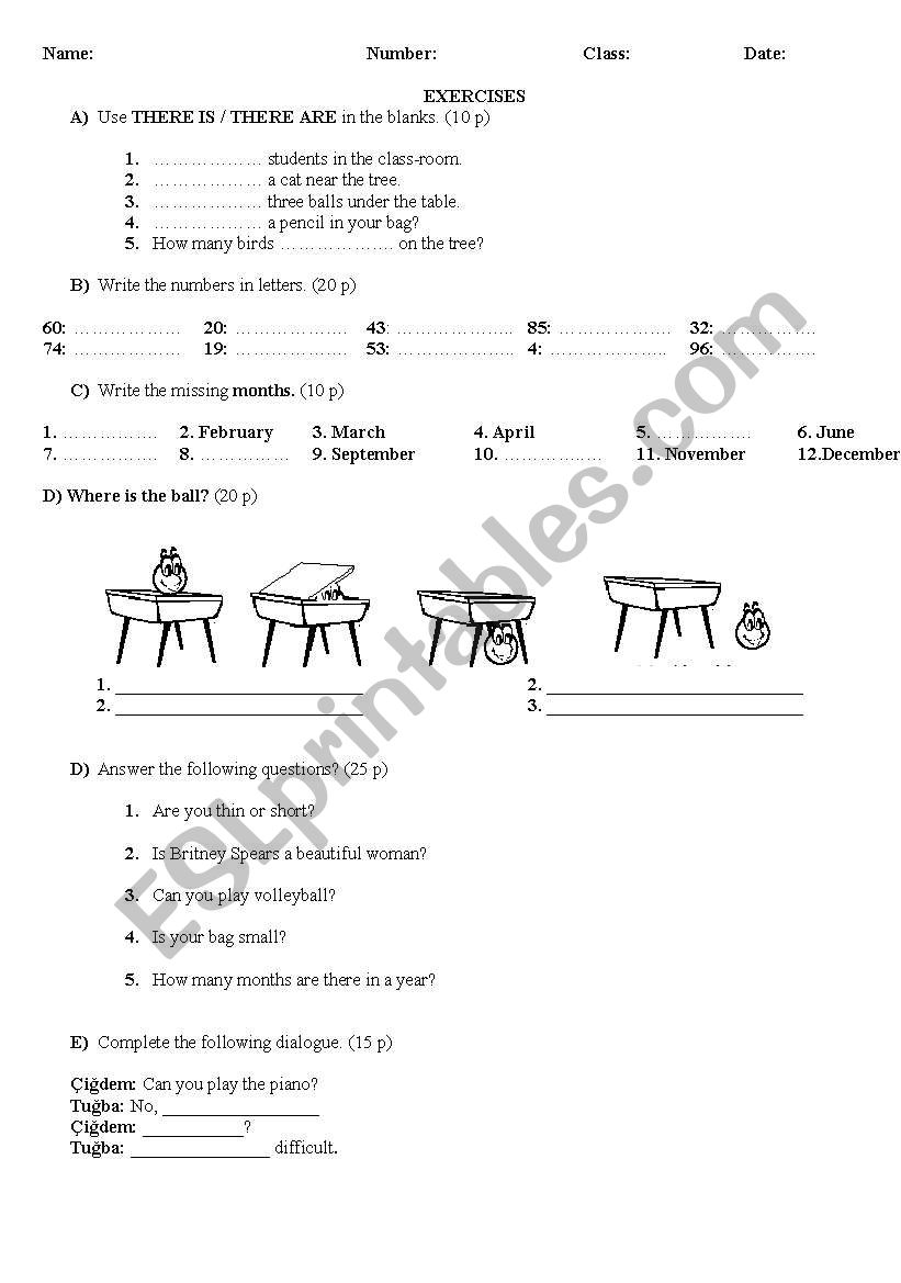 A Number of Exercises for Beginner Learners